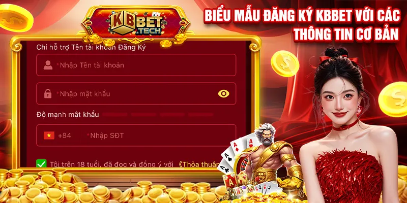 Biểu mẫu đăng ký KBBET với các thông tin cơ bản