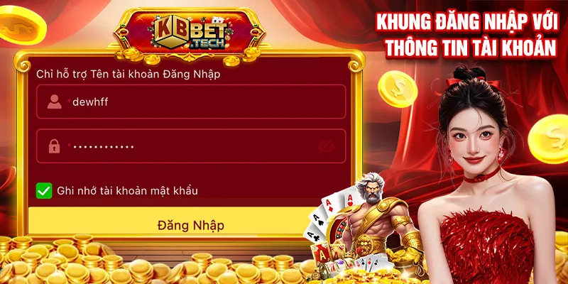 Khung đăng nhập với thông tin tài khoản